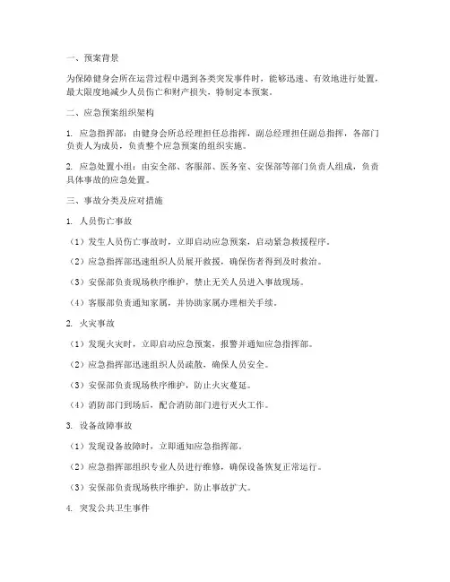 健身会所事故应急预案