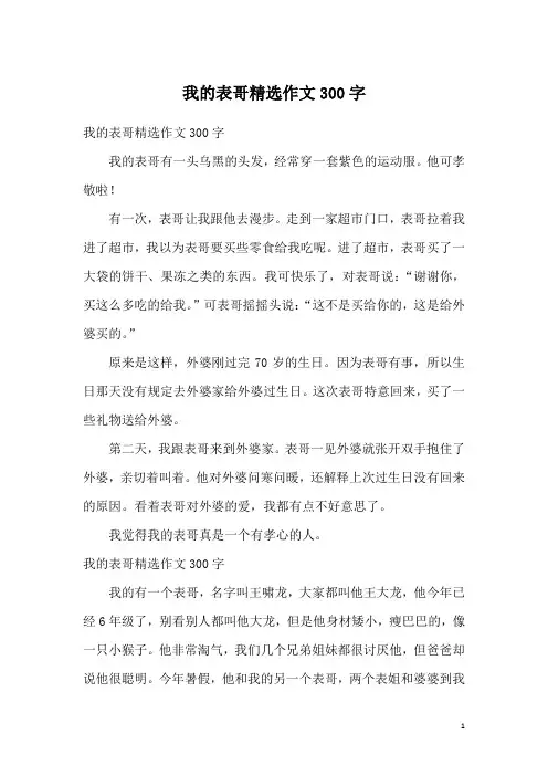 我的表哥精选作文300字