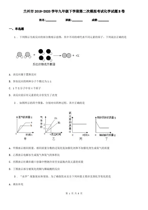 兰州市2019-2020学年九年级下学期第二次模拟考试化学试题B卷