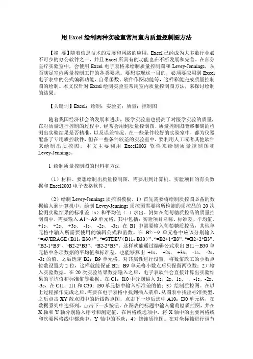 用Excel绘制两种实验室常用室内质量控制图方法