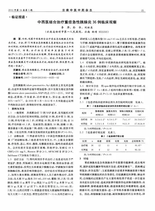 中西医结合治疗重症急性胰腺炎36例临床观察
