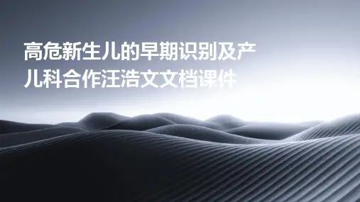 高危新生儿的早期识别及产儿科合作汪浩文文档课件