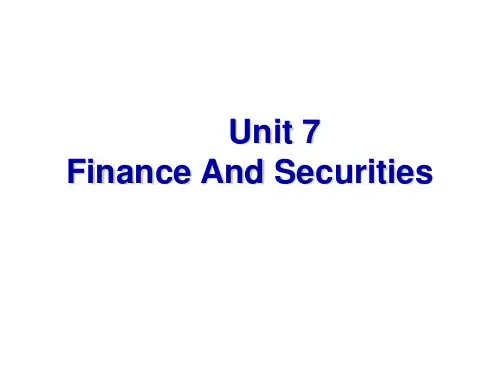 商务英语口译Unit 7 Finance And Securities