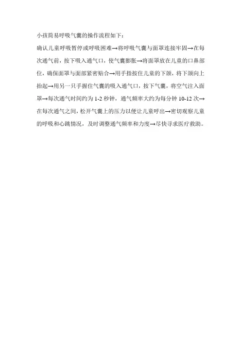 小孩简易呼吸气囊的操作流程