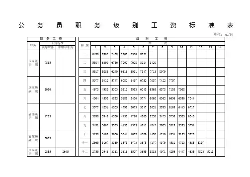 公务员工资套改表