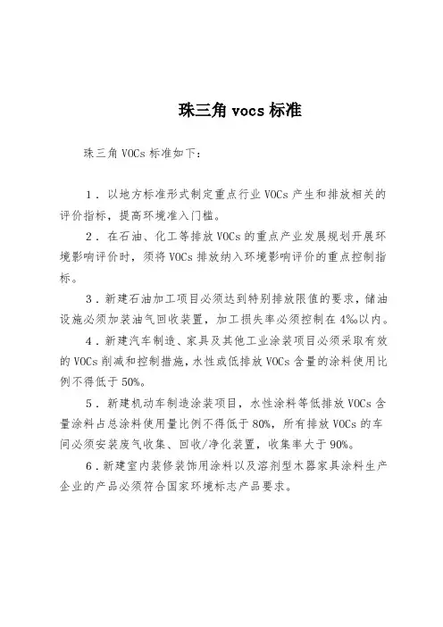 珠三角vocs标准