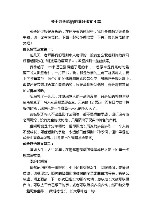 关于成长感悟的满分作文4篇