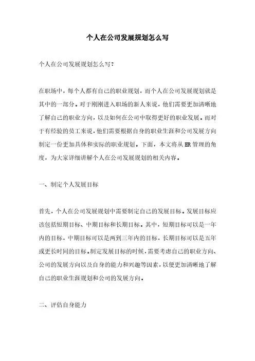 个人在公司发展规划怎么写