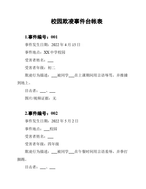 校园欺凌事件台帐表