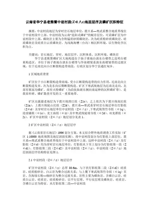 云南省华宁县老熊箐中谊村段(Z∈∧z)地层层序及磷矿沉积特征