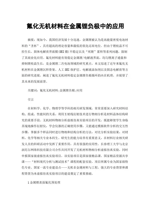 氟化无机材料在金属锂负极中的应用
