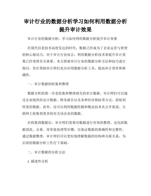 审计行业的数据分析学习如何利用数据分析提升审计效果