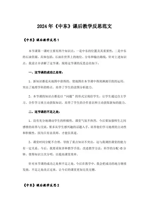 2024年《中东》课后教学反思范文
