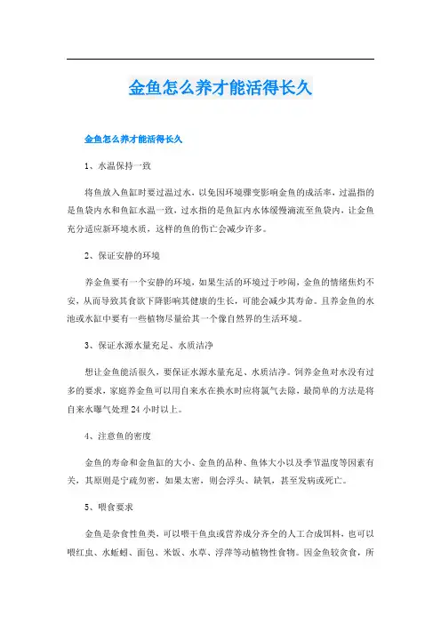 金鱼怎么养才能活得长久