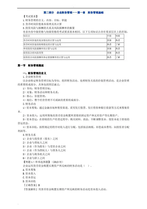 财务管理重点知识总结