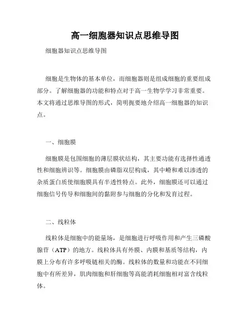高一细胞器知识点思维导图