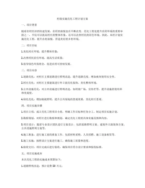 村级实施亮化工程计划方案
