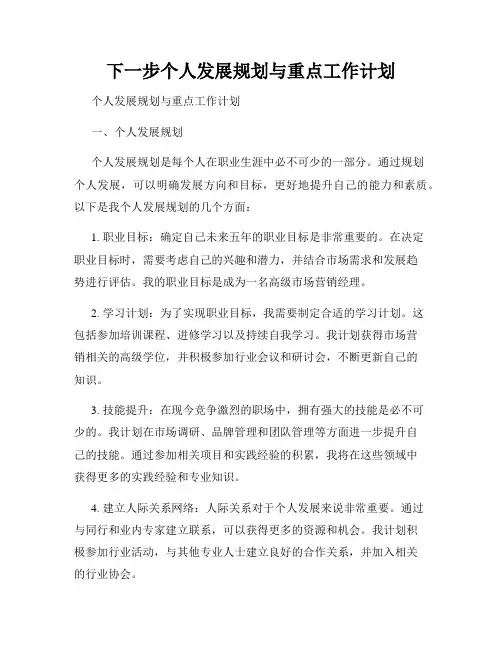 下一步个人发展规划与重点工作计划