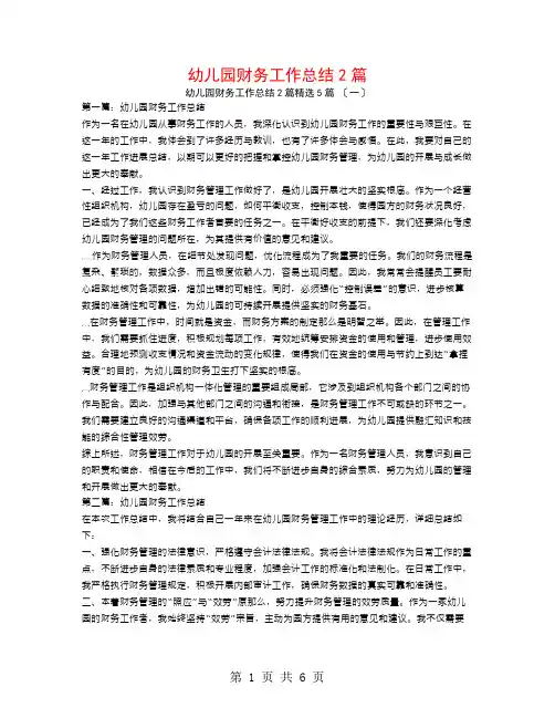幼儿园财务工作总结2篇5篇