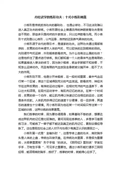 丹经武学的炼形功夫：十式小炼形阐真