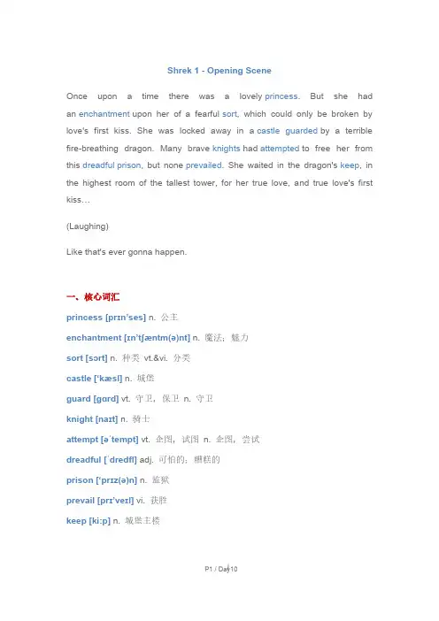 Day 10讲义 Shrek 1 - Opening Scene (怪物史莱克1—开场白)