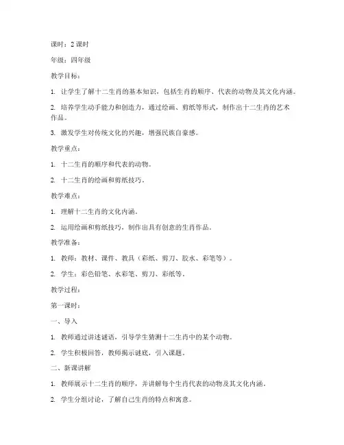 小学美术十二生肖教案模板