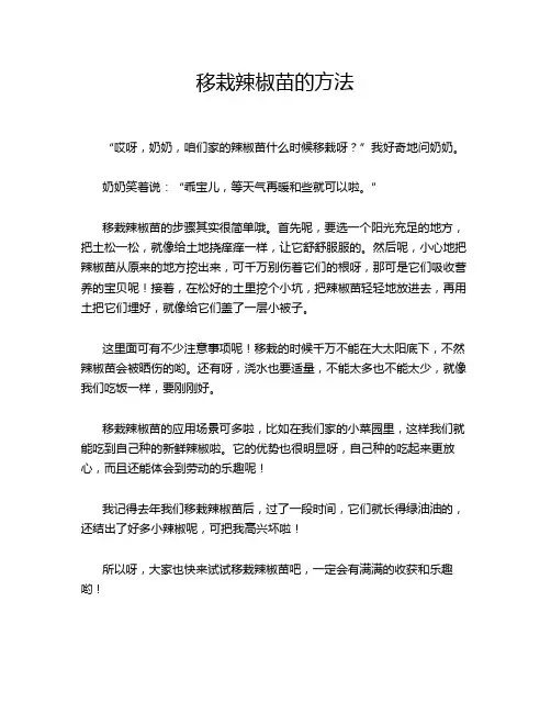 移栽辣椒苗的方法