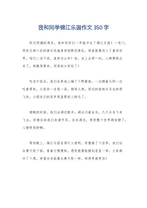 我和同学锦江乐园作文350字