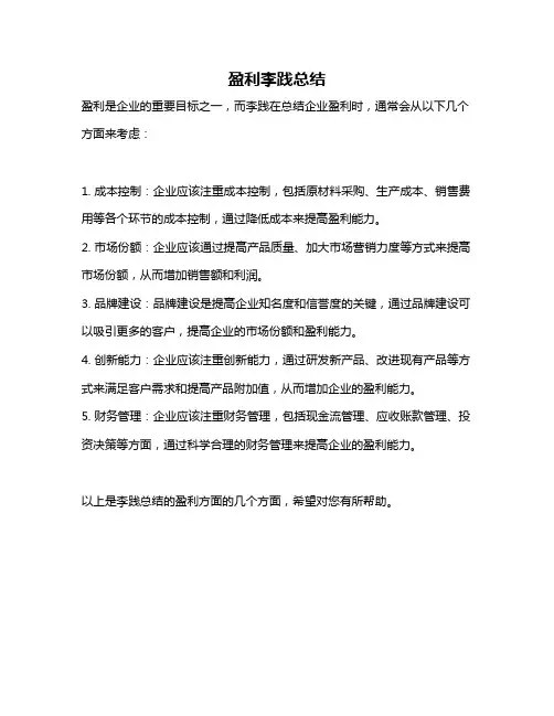 盈利李践总结