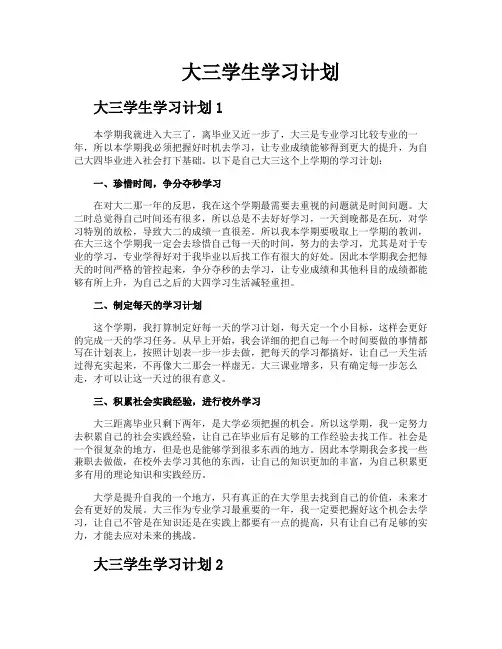 大三学生学习计划 2