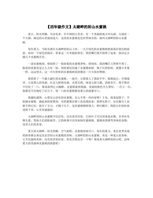 【四年级作文】太湖畔的阳山水蜜桃