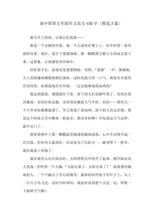 雨中即景五年级作文范文450字(精选3篇)精选
