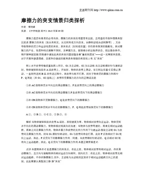 摩擦力的突变情景归类探析