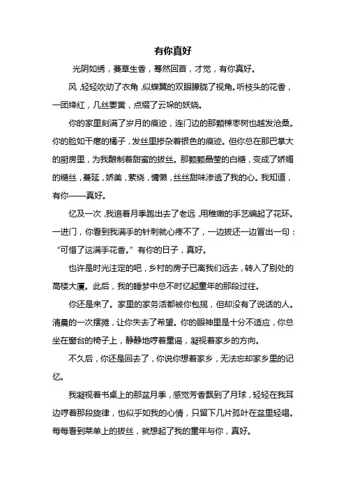 六年级作文：有你真好作文600字