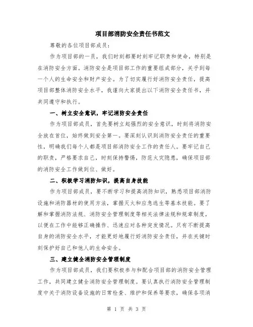 项目部消防安全责任书范文
