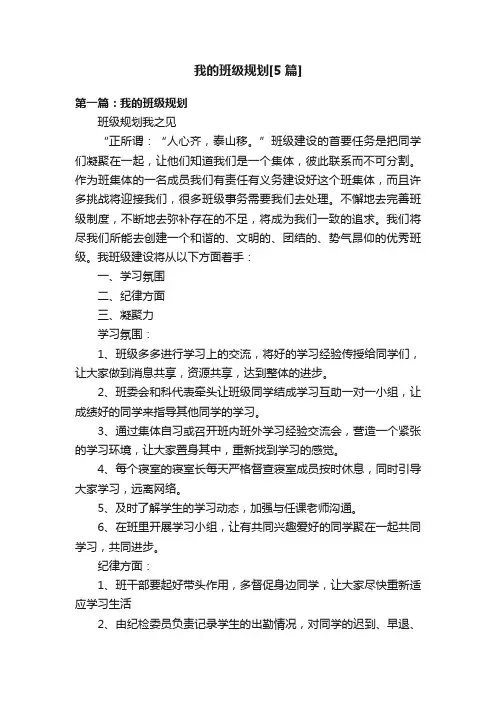 我的班级规划[5篇]