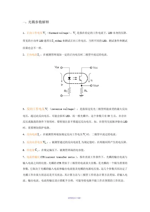 光耦参数解释及设计注意事项