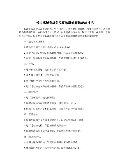 长江流域有机冬瓜夏秋露地爬地栽培技术