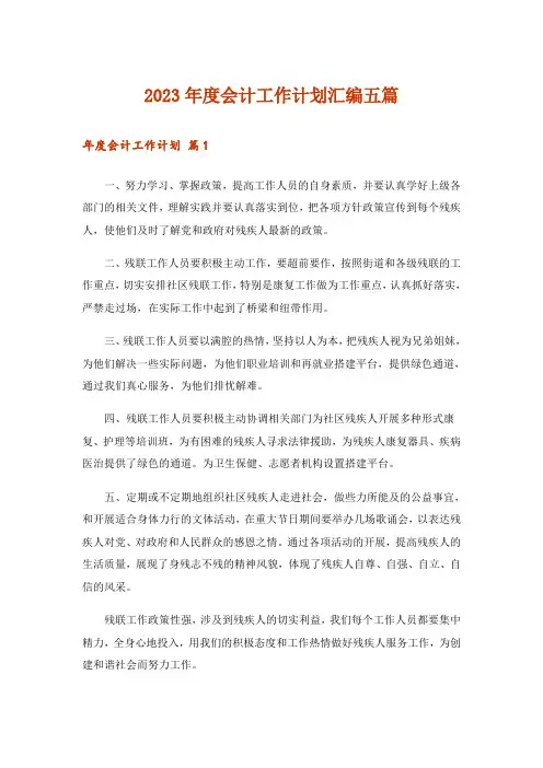 2023年度会计工作计划汇编五篇_1