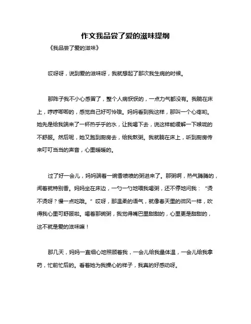 作文我品尝了爱的滋味提纲