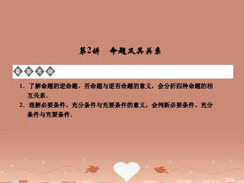 江苏专用高考数学总复习 第1知识块 集合与常用逻辑用语 第2讲 命题及其关系课件 (文)