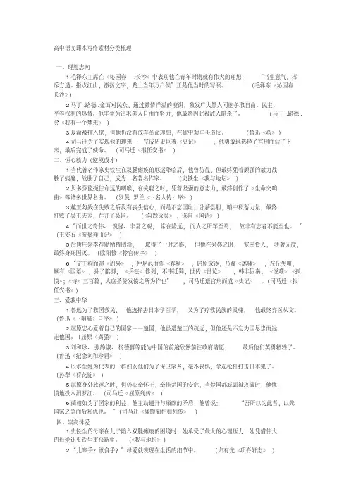 高中语文课本写作素材分类梳理,成才系列