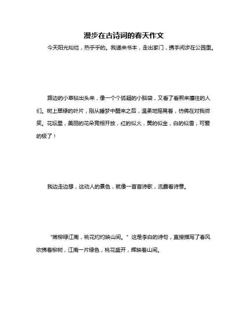 漫步在古诗词的春天作文