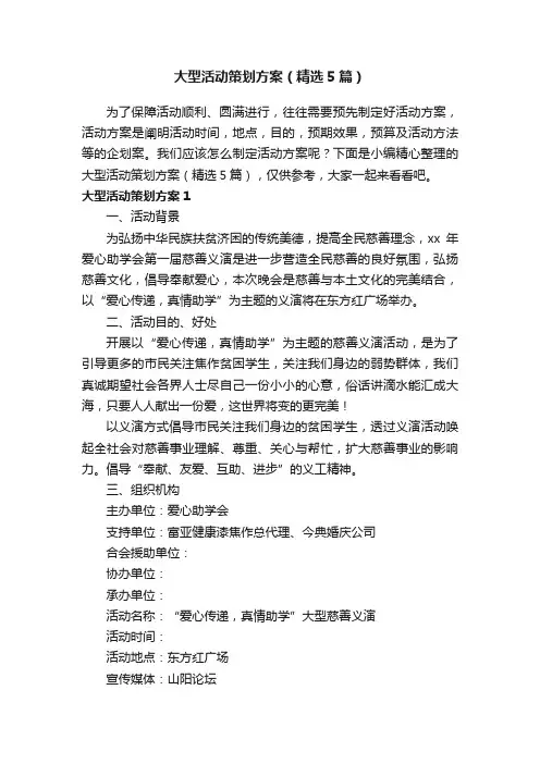 大型活动策划方案（精选5篇）