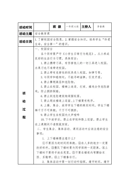 主题班会活动记录表