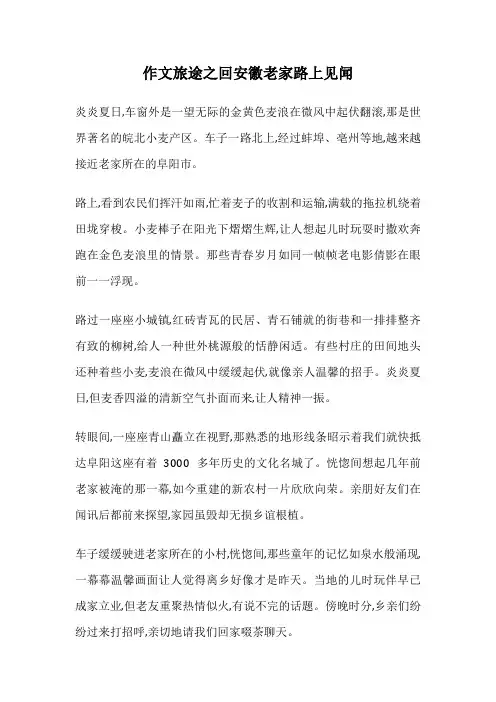 作文旅途之回安徽老家路上见闻