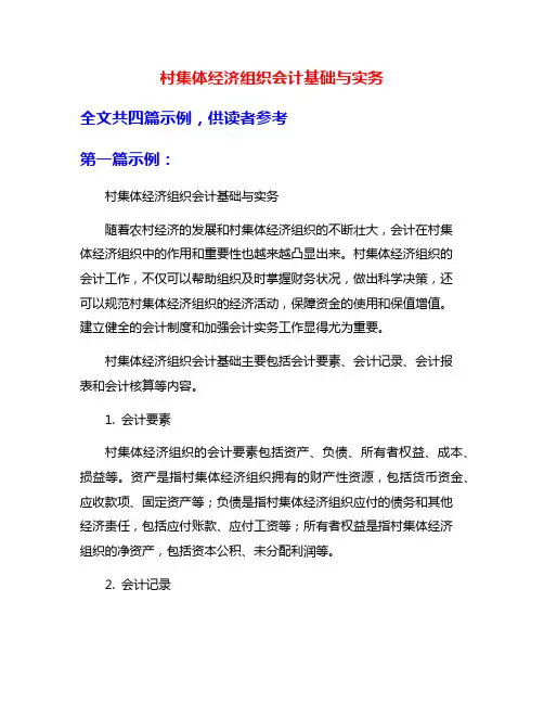 村集体经济组织会计基础与实务