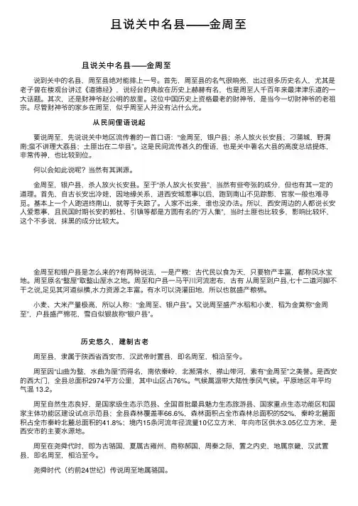且说关中名县——金周至