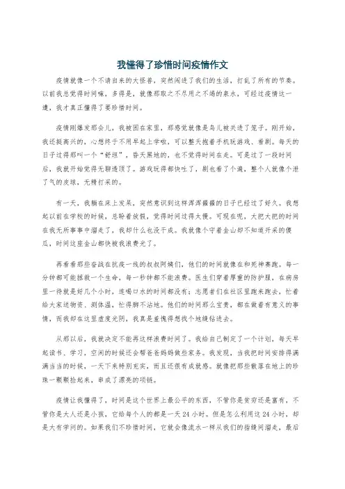 我懂得了珍惜时间疫情作文
