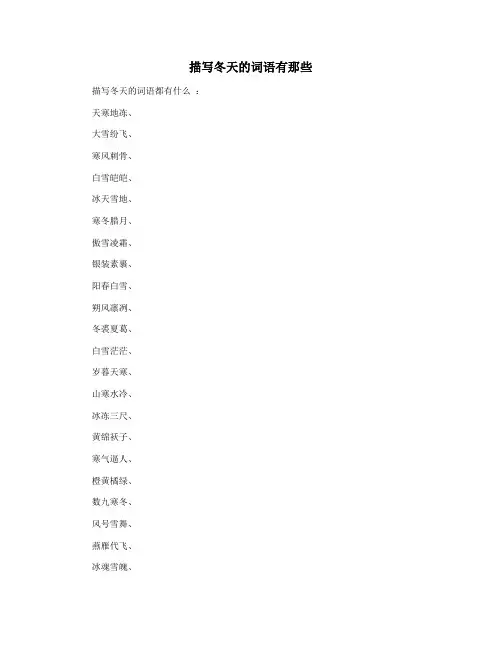 描写冬天的词语有那些